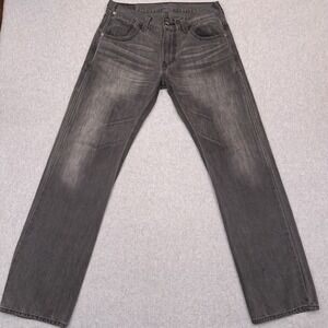 Levi's 514 Jeans Men's 33X33 Gray Denim Slim Straight Faded Faux Flap‎ Pocket